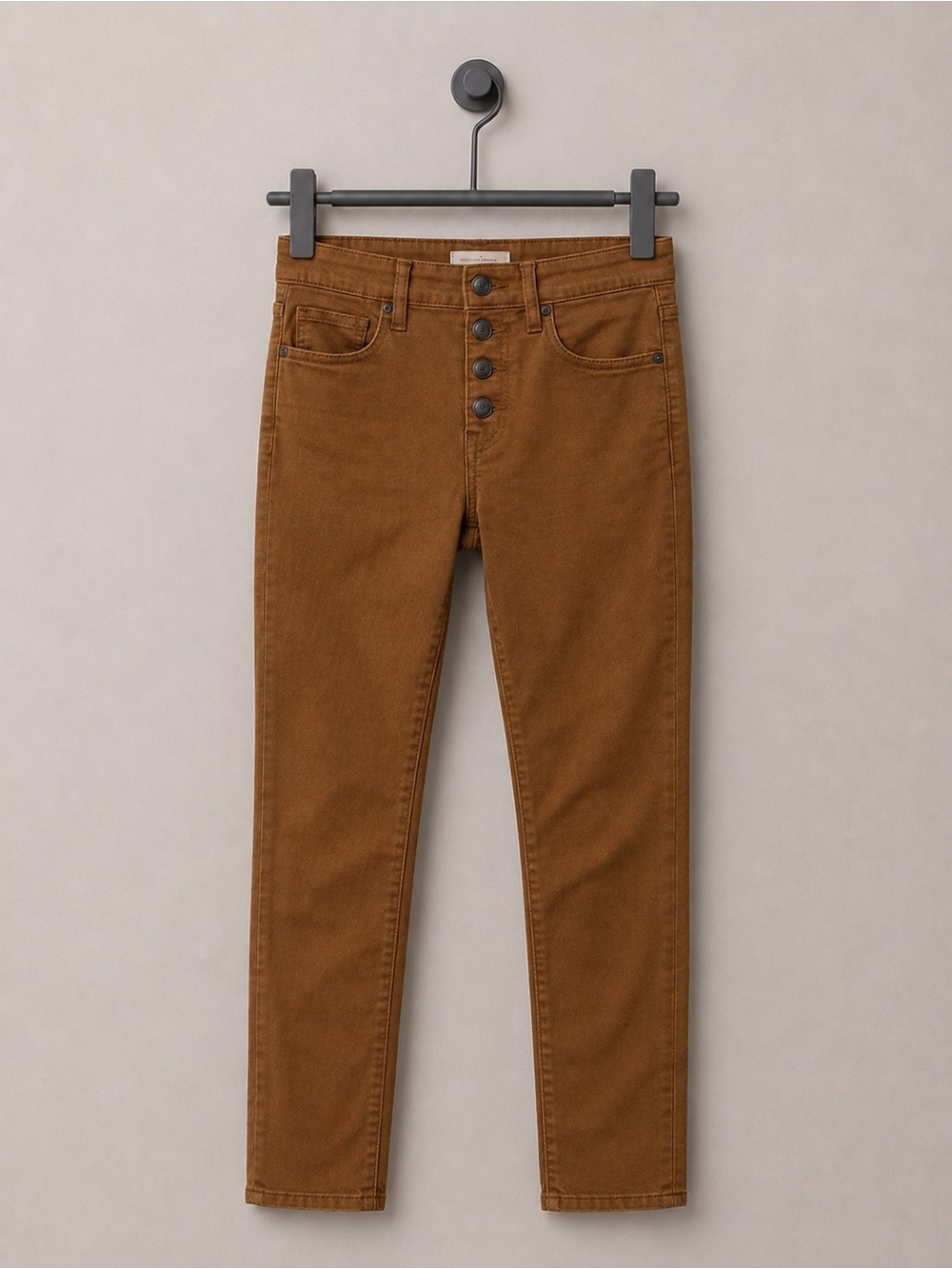Madewell 8” Mid Rise Skinny Jeans Size 24 Brown Button Fly Stretch Denim